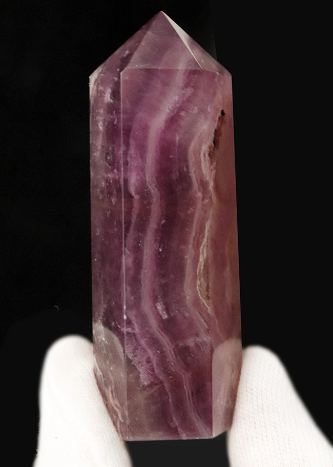 幻のラズベリーフローライト（Fluorite）オベリスク型標本 – 濃淡ピンク紫の美しい輝き（その2）