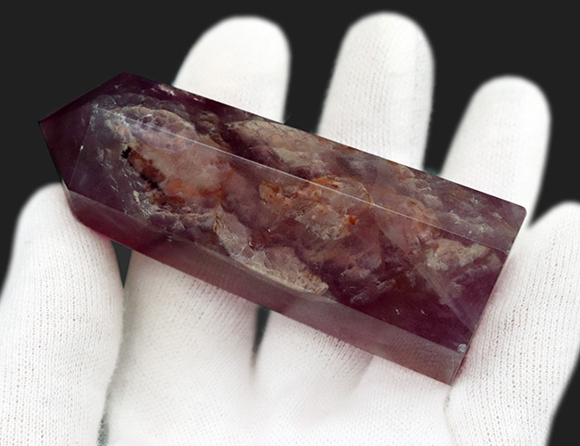 幻のラズベリーフローライト（Fluorite）オベリスク型標本 – 濃淡ピンク紫の美しい輝き（その7）