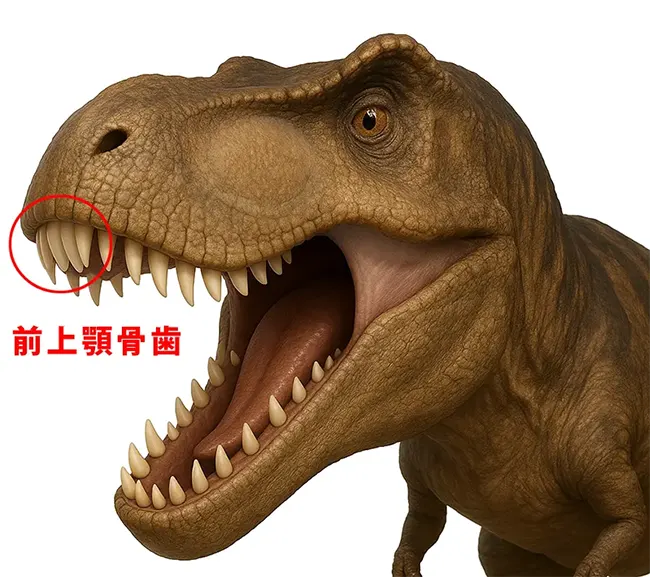 ティラノサウルス科の前上顎骨歯の位置
